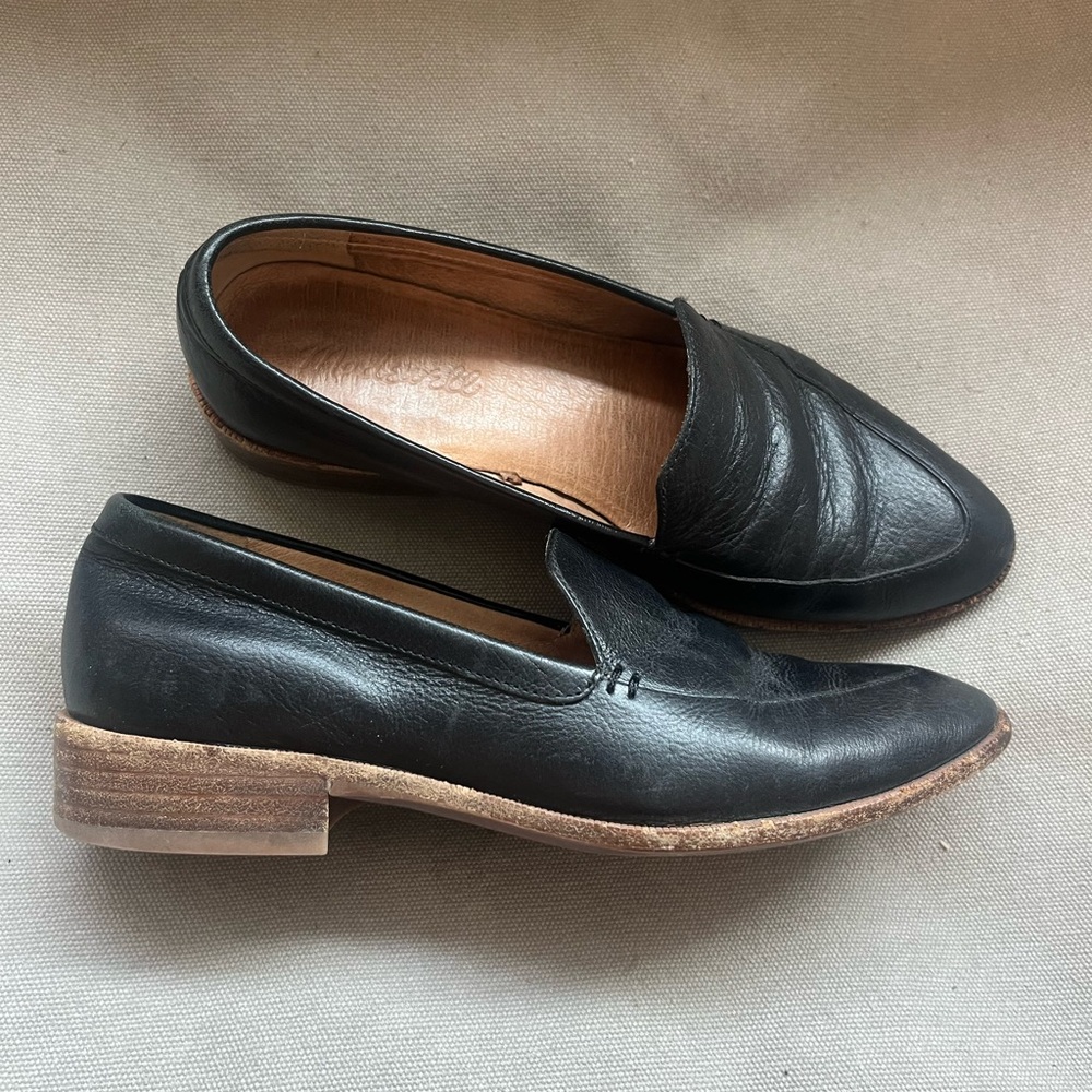 black leather madewell loafers 👞